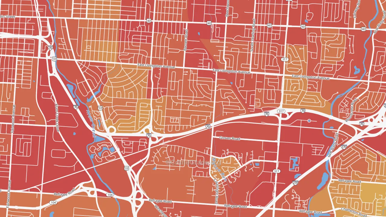 Linwood, Columbus, OH Map of Vehicle Theft Rates