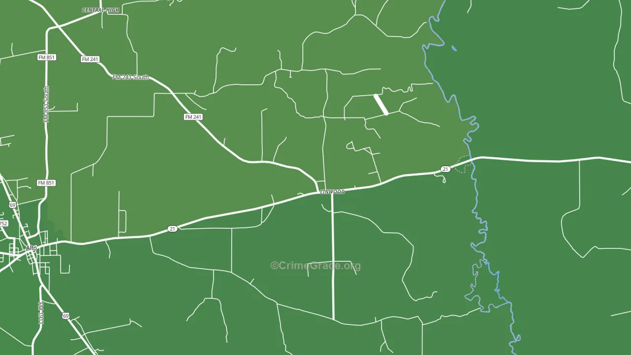 Linwood, TX Map of Vehicle Theft Rates