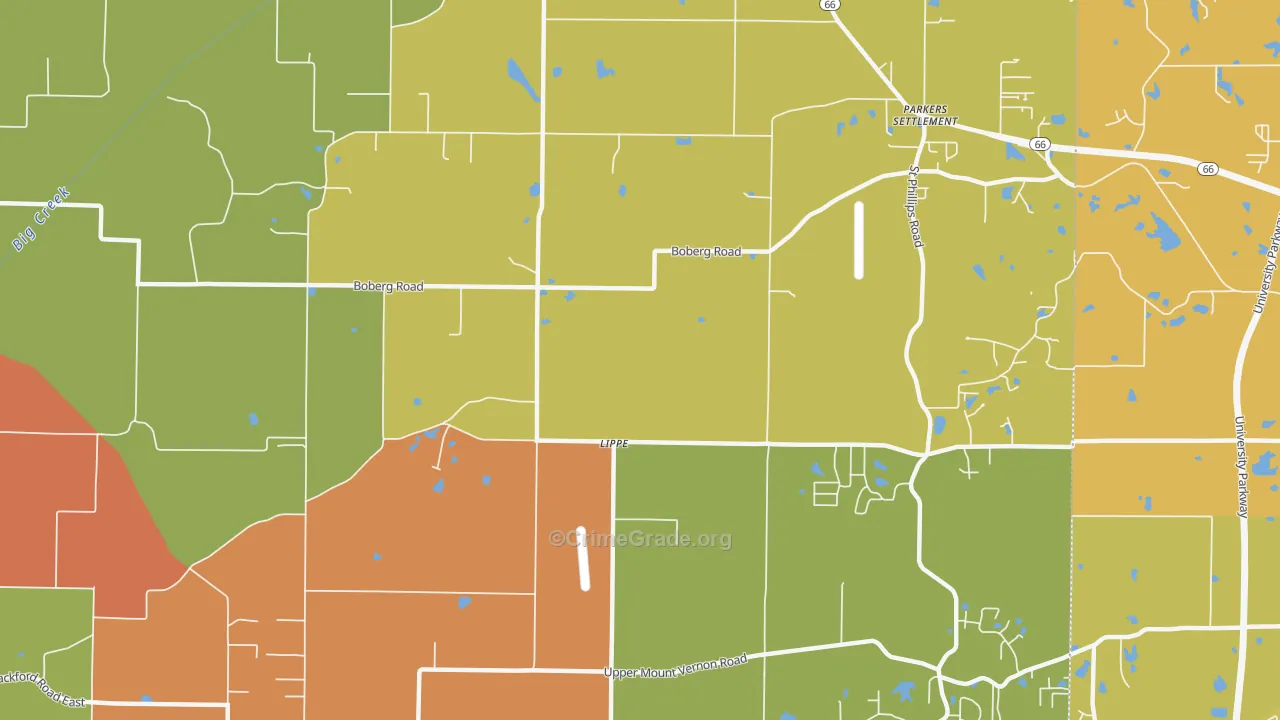 Lippe, IN Map of Vehicle Theft Rates