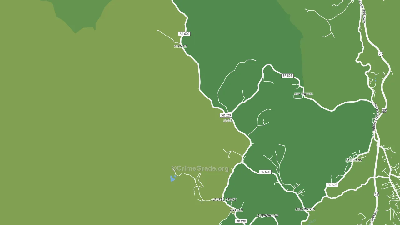 Lipps, VA Map of Vehicle Theft Rates