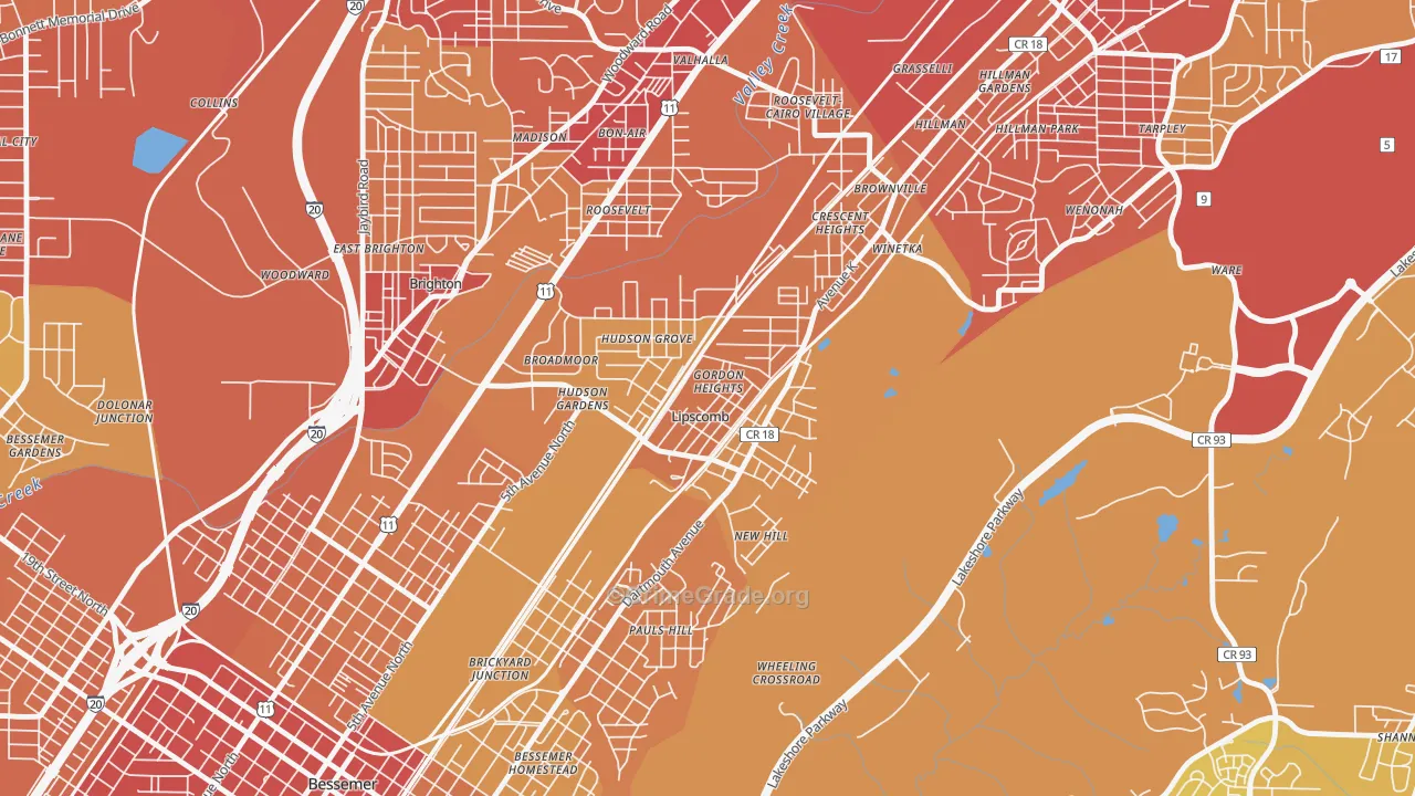 Lipscomb, AL Map of Vehicle Theft Rates