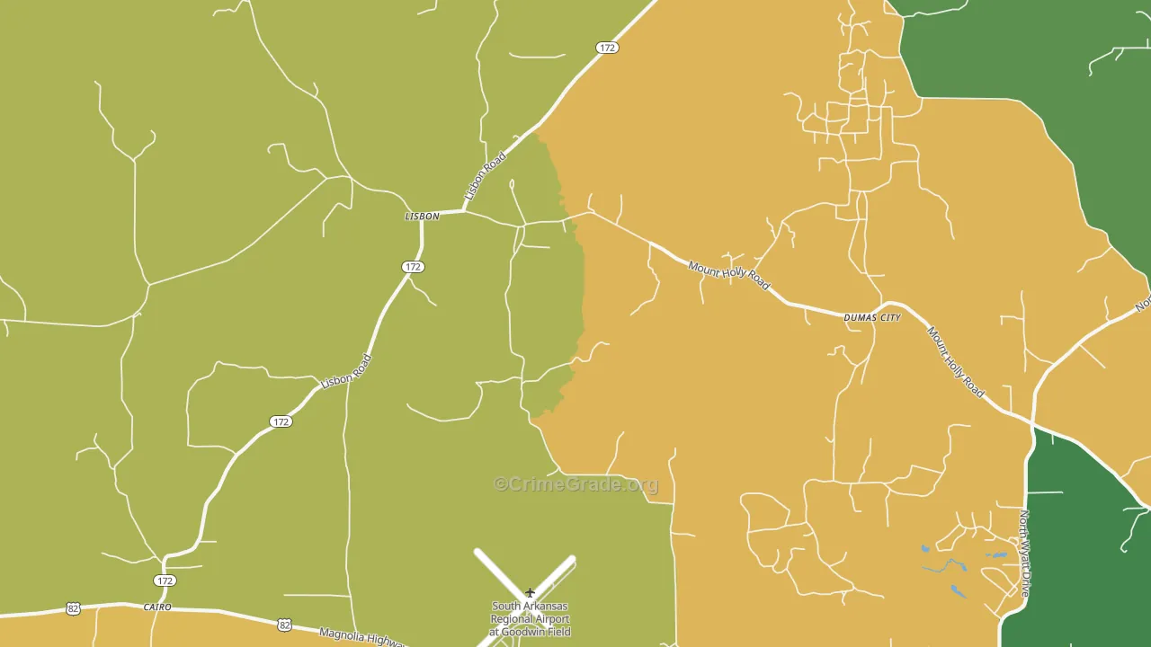 Lisbon, AR Map of Vehicle Theft Rates