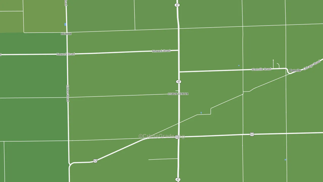 Lisbon Center, IL Map of Vehicle Theft Rates