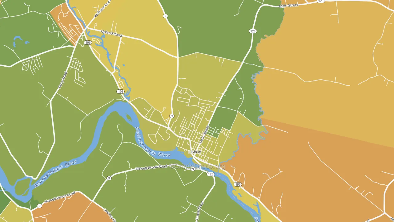 Lisbon Falls, ME Map of Vehicle Theft Rates