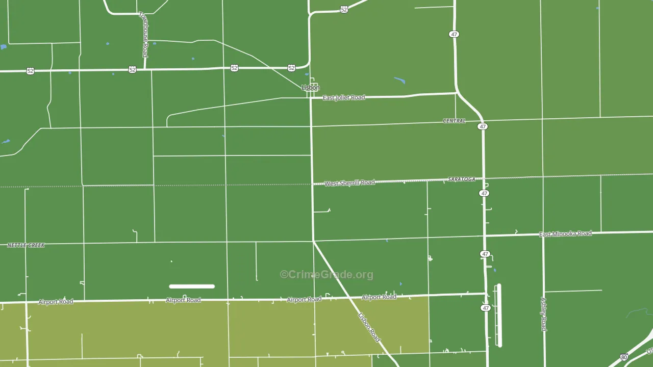 Lisbon, IL Map of Vehicle Theft Rates