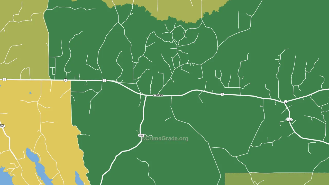 Lisbon, LA Map of Vehicle Theft Rates
