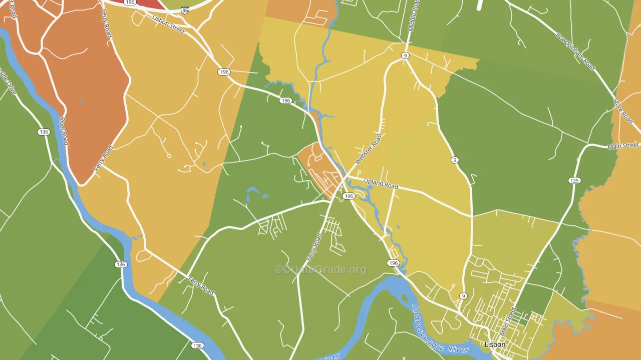 Lisbon, ME Map of Vehicle Theft Rates