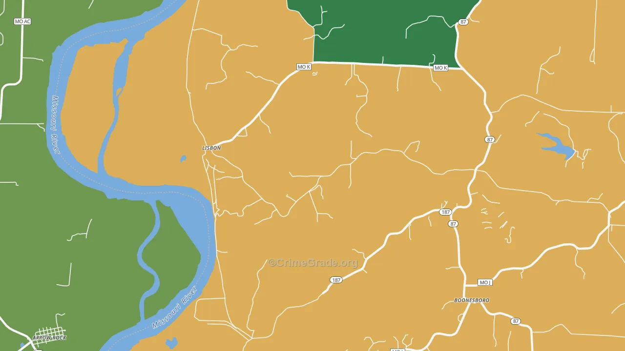 Lisbon, MO Map of Vehicle Theft Rates
