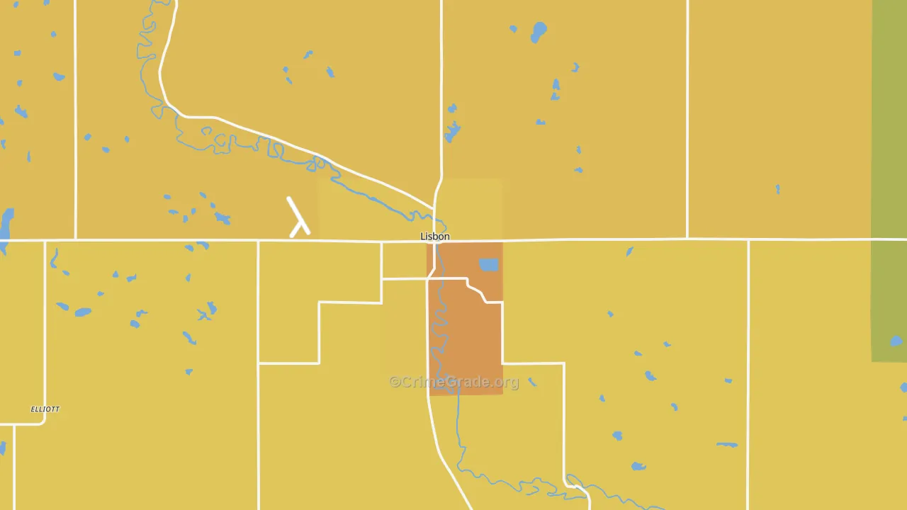 Lisbon, ND Map of Vehicle Theft Rates