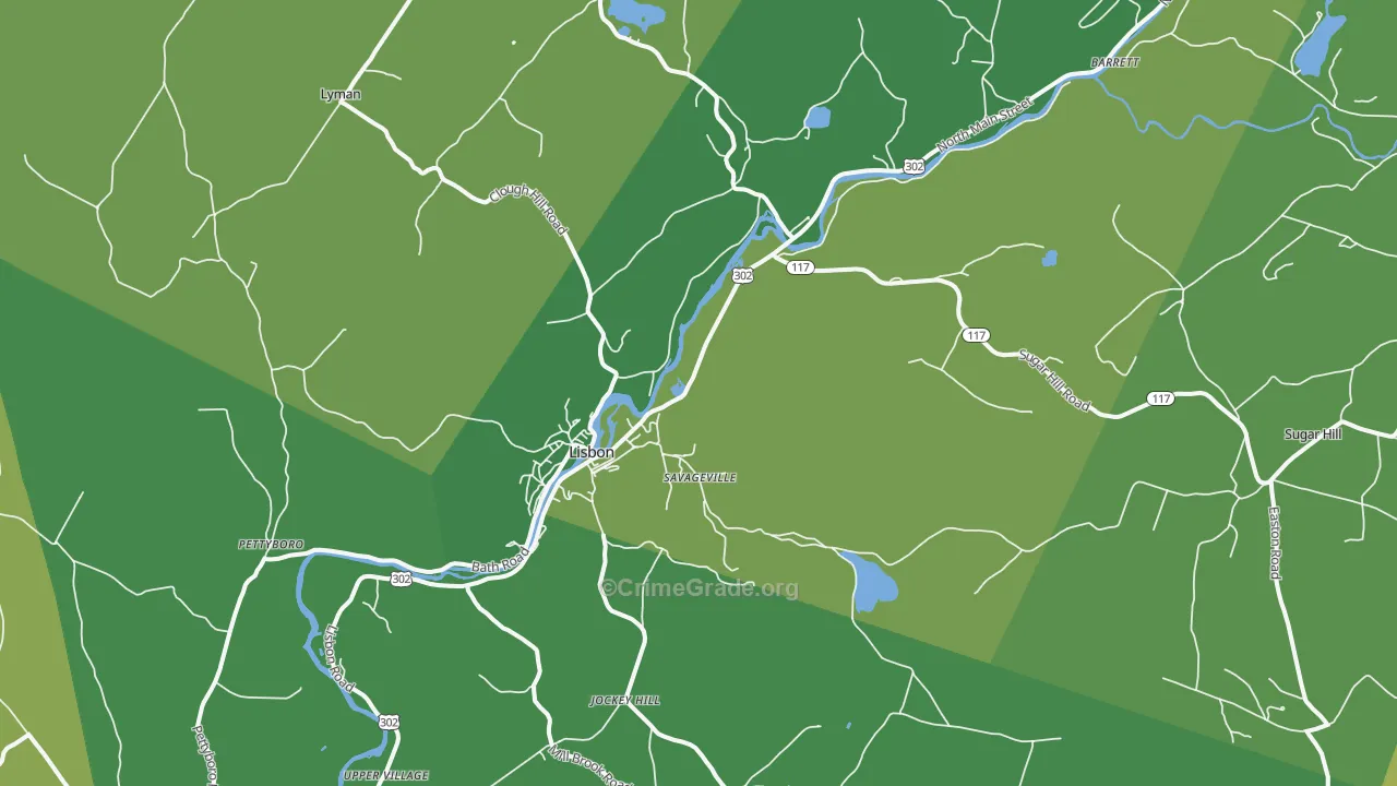 Lisbon, NH Map of Vehicle Theft Rates