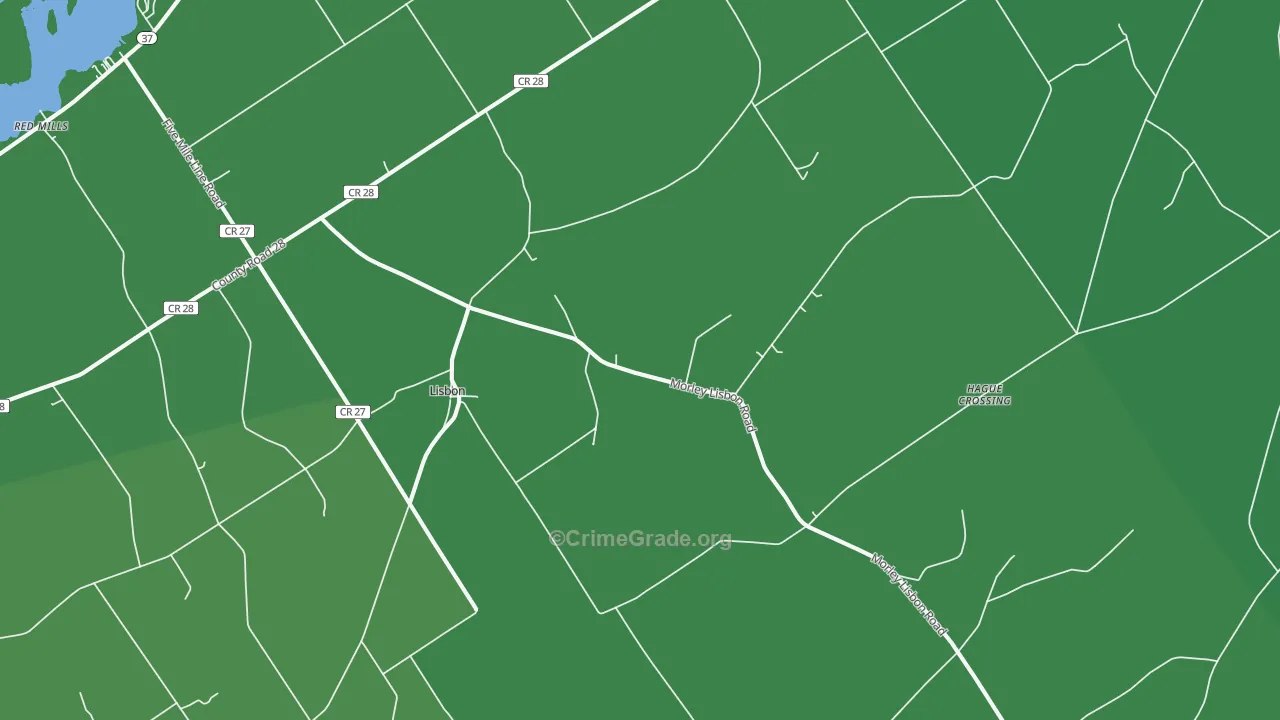 Lisbon, NY Map of Vehicle Theft Rates