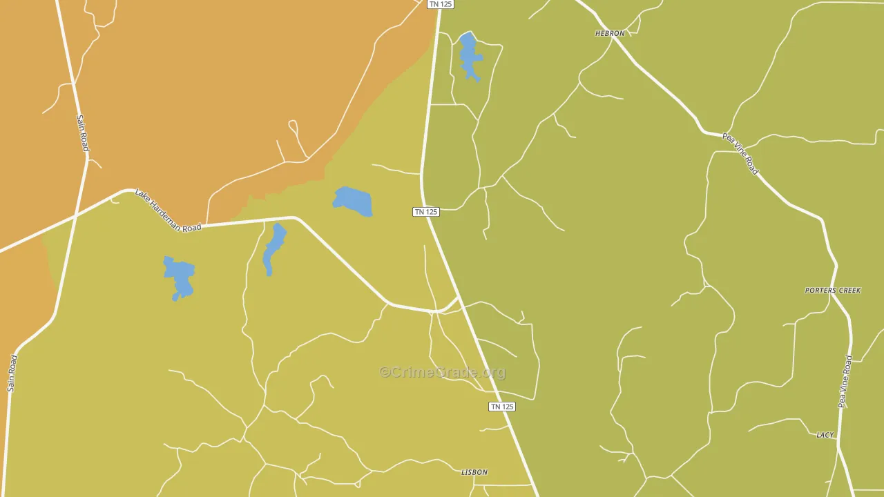 Lisbon, TN Map of Vehicle Theft Rates
