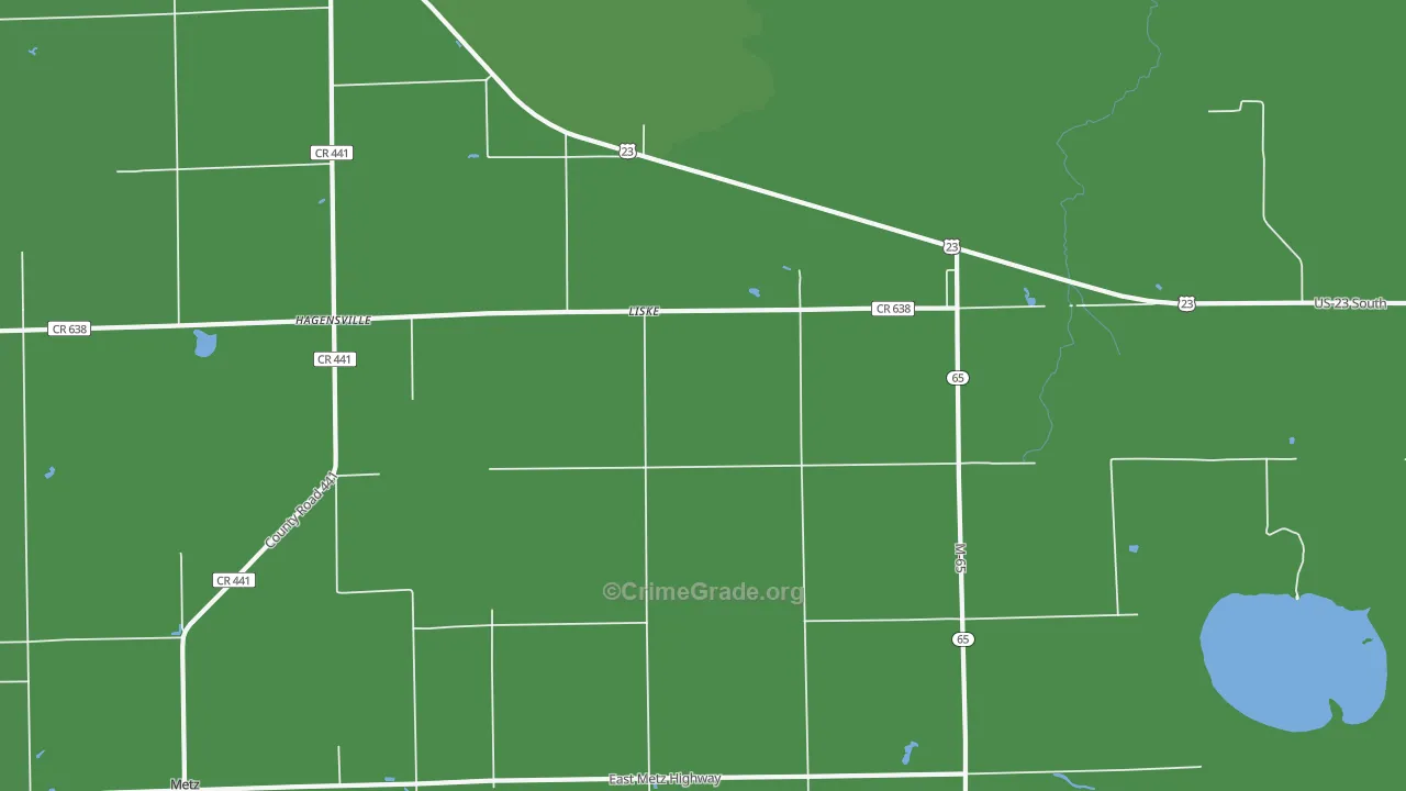 Liske, MI Map of Vehicle Theft Rates