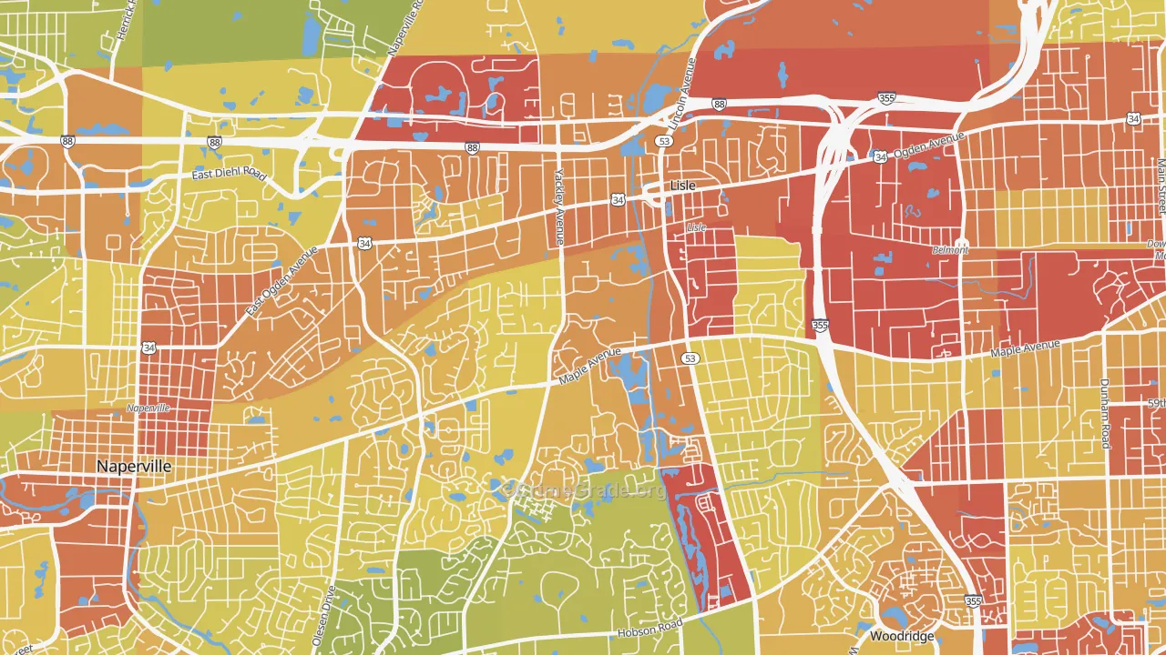 Lisle, IL Map of Vehicle Theft Rates