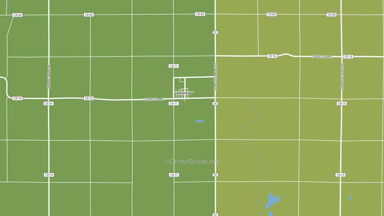 Lismore, MN Map of Vehicle Theft Rates