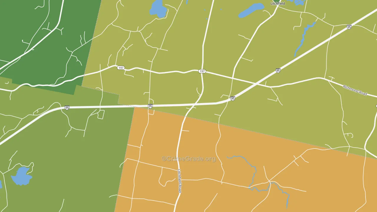 Litchfield Corners, ME Map of Vehicle Theft Rates