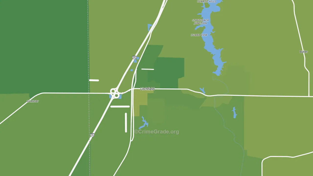 Litchfield, IL Map of Vehicle Theft Rates