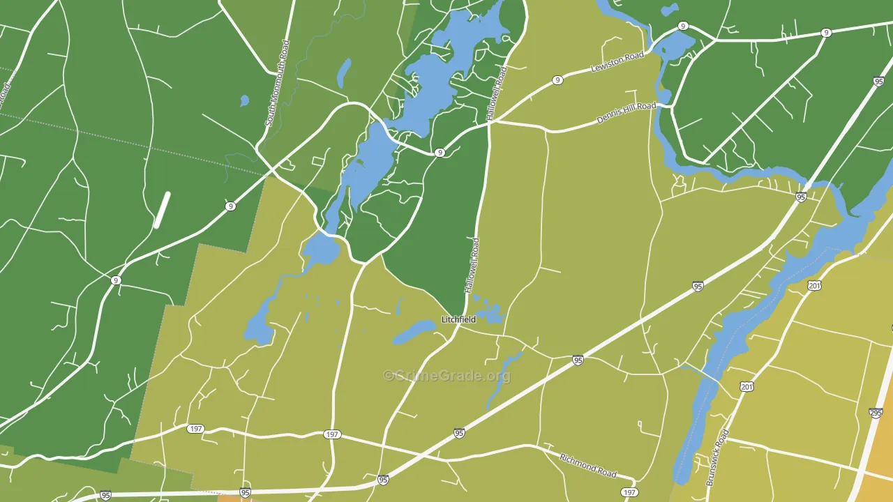 Litchfield, ME Map of Vehicle Theft Rates