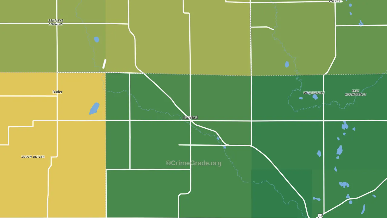 Litchfield, MI Map of Vehicle Theft Rates