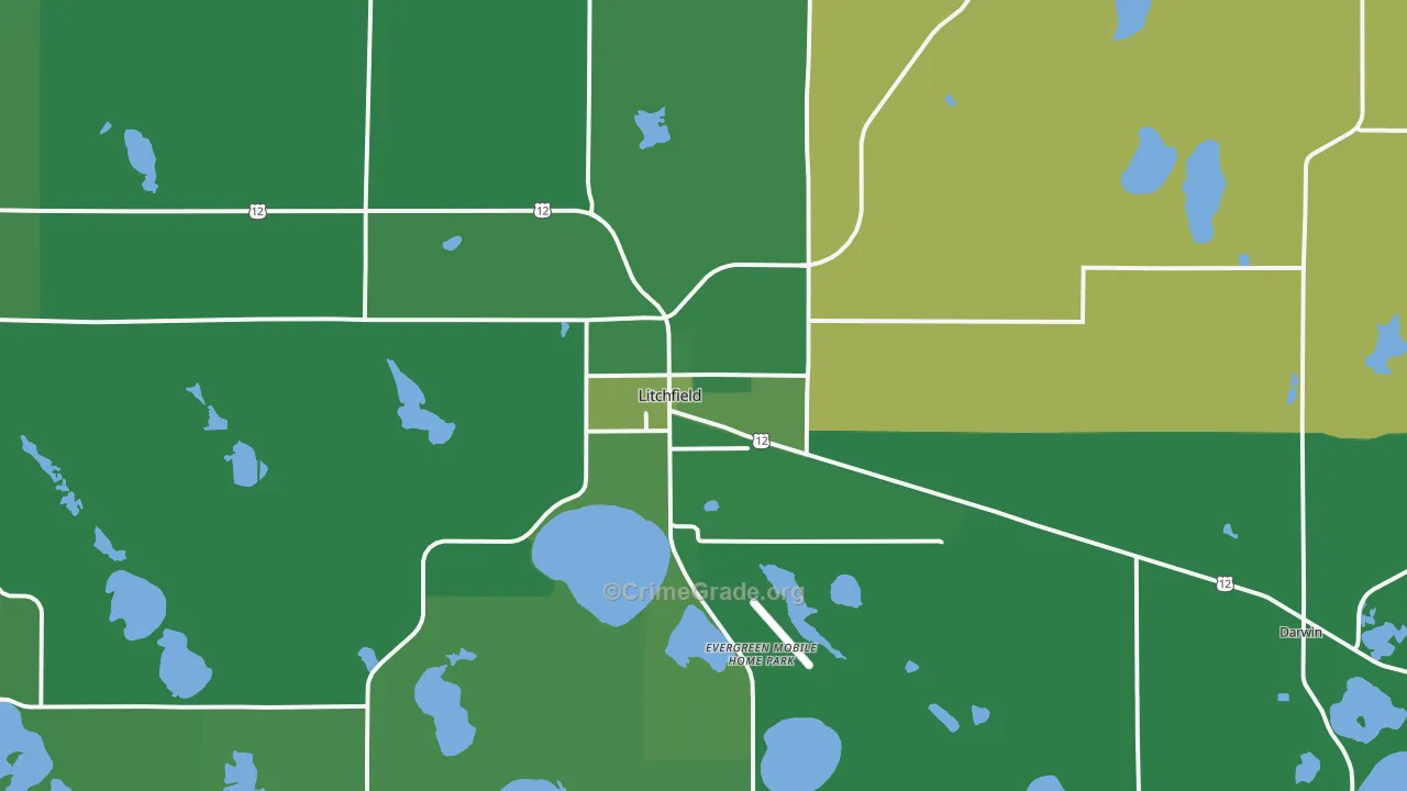 Litchfield, MN Map of Vehicle Theft Rates