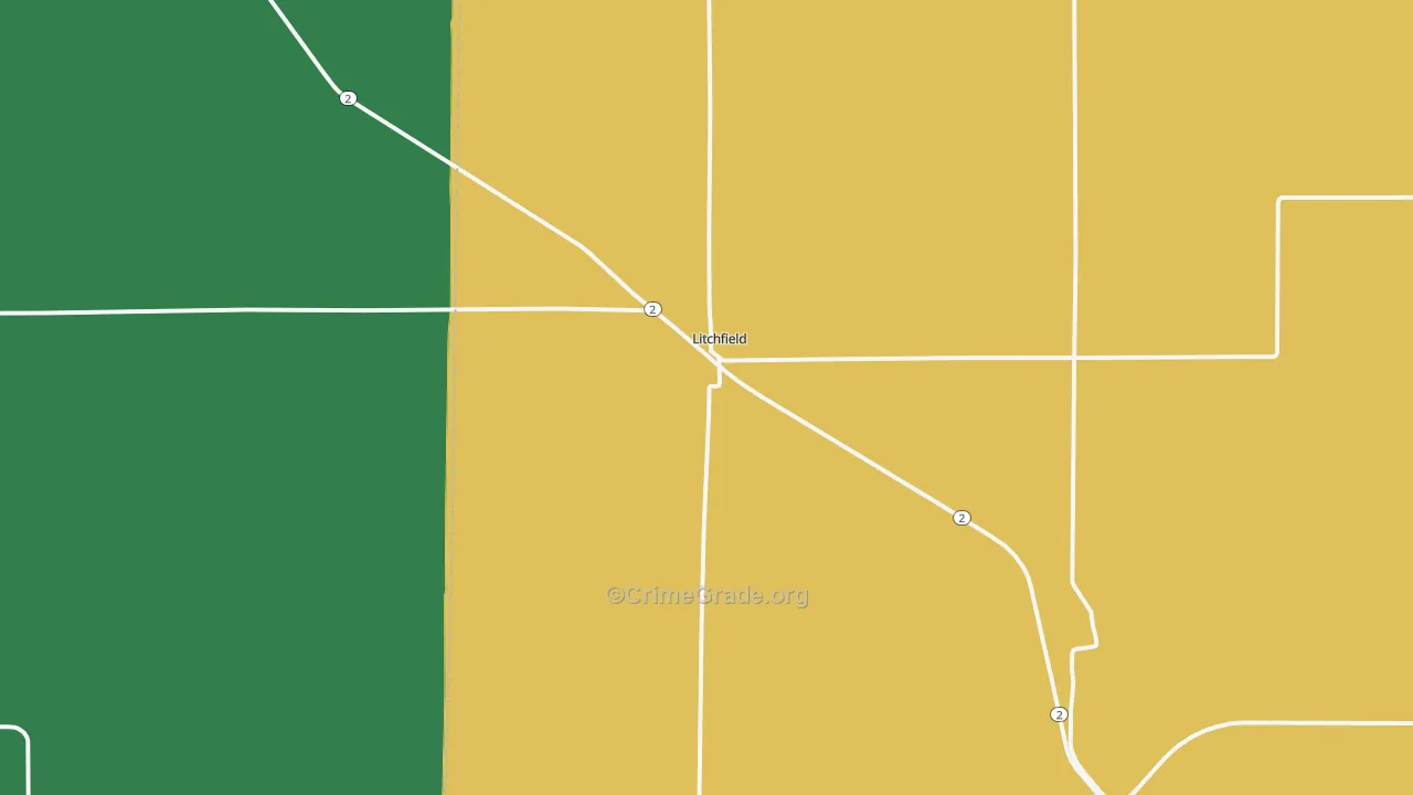 Litchfield, NE Map of Vehicle Theft Rates