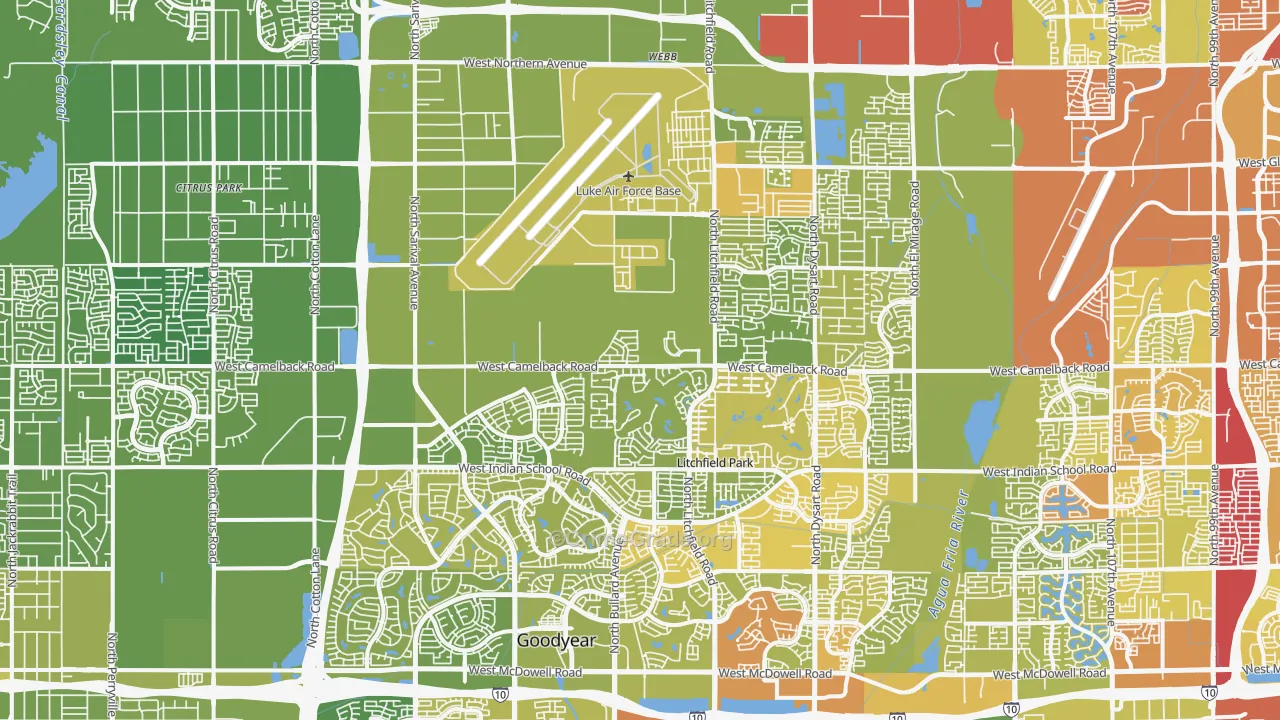 Litchfield Park, AZ Map of Vehicle Theft Rates