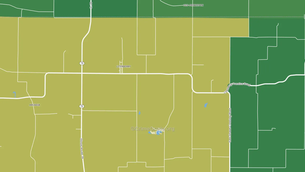 Literberry, IL Map of Vehicle Theft Rates