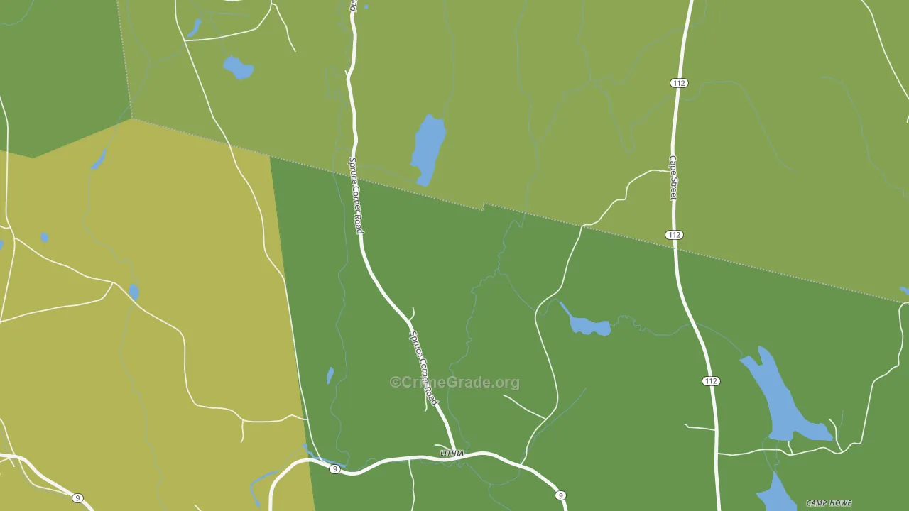 Lithia, MA Map of Vehicle Theft Rates