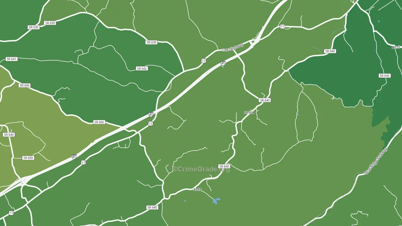 Lithia, VA Map of Vehicle Theft Rates