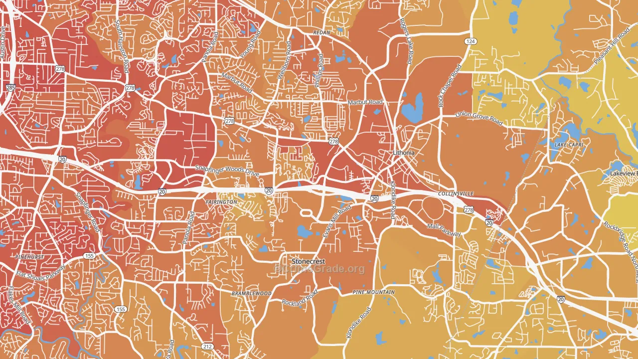 Lithonia, GA Map of Vehicle Theft Rates