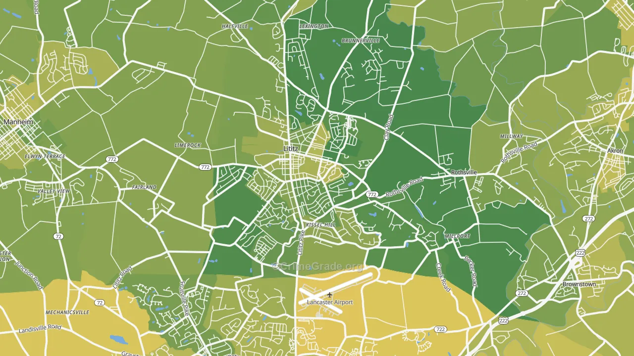Lititz, PA Map of Vehicle Theft Rates