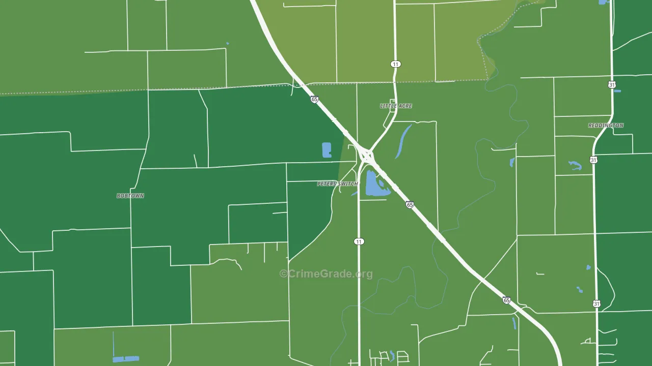 Little Acre, IN Map of Vehicle Theft Rates