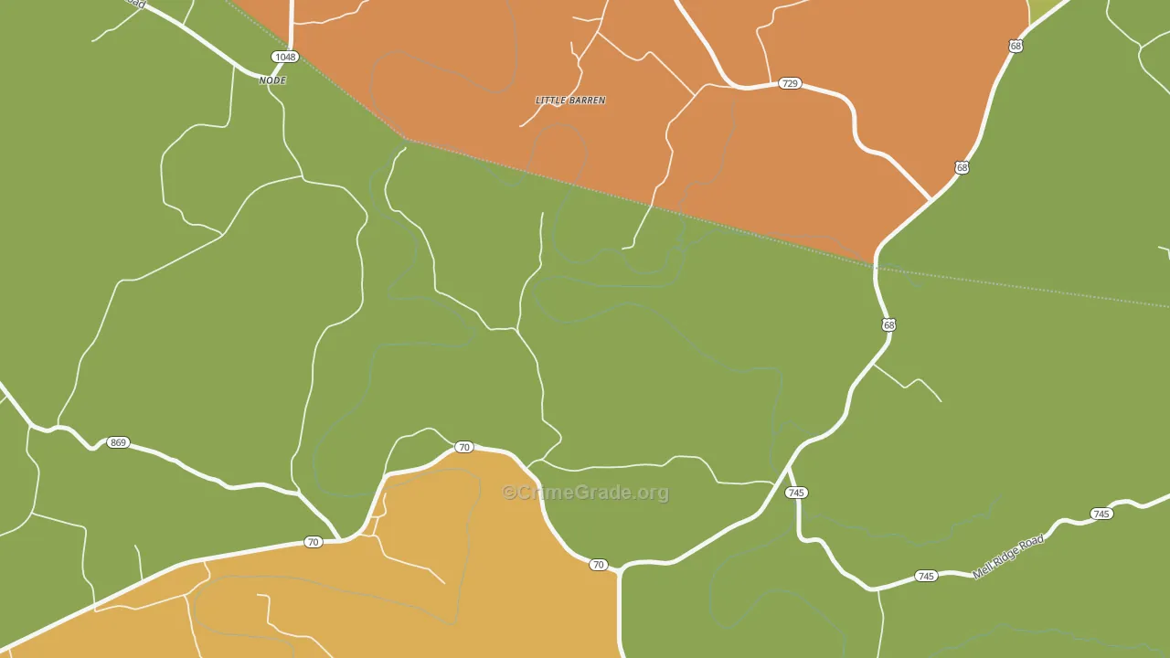 Little Barren, KY Map of Vehicle Theft Rates
