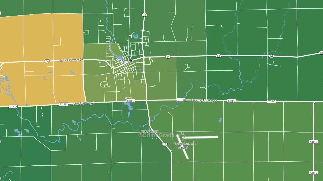 Little Black, WI Map of Vehicle Theft Rates