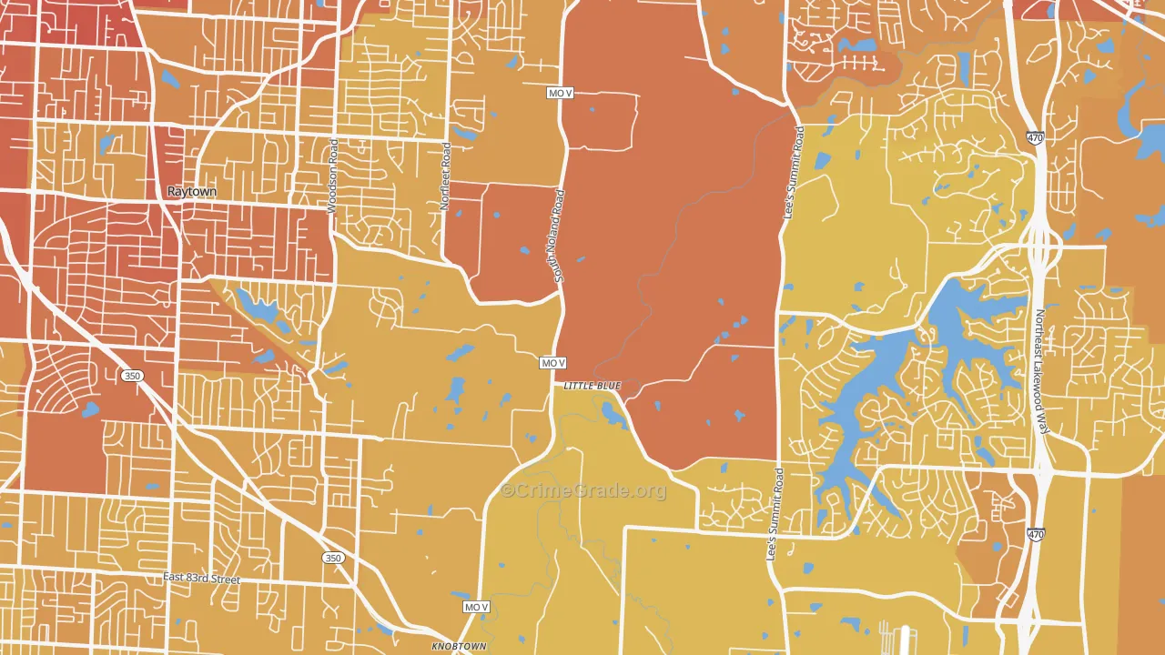 Little Blue Valley, Kansas City, MO Map of Vehicle Theft Rates