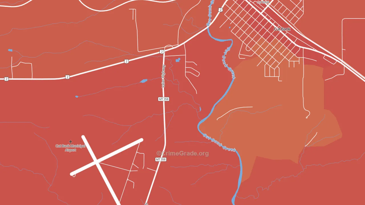 Little Browning, MT Map of Vehicle Theft Rates