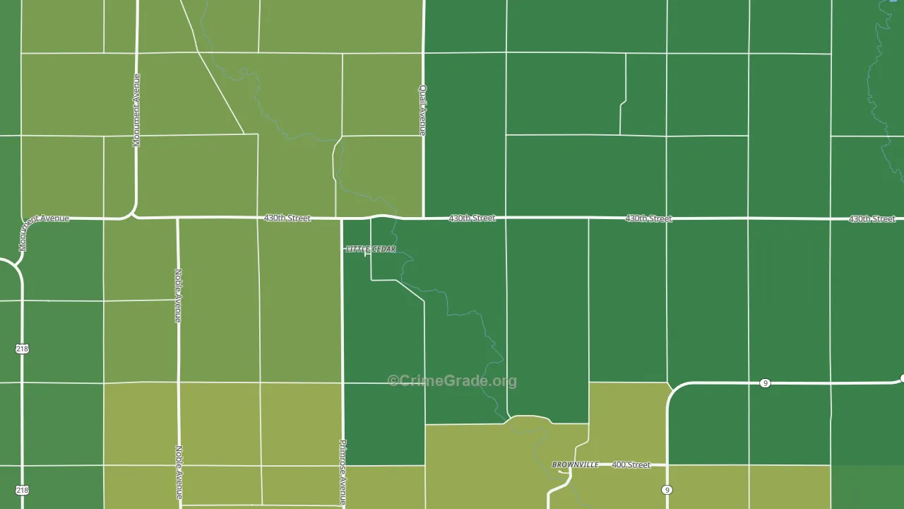 Little Cedar, IA Map of Vehicle Theft Rates