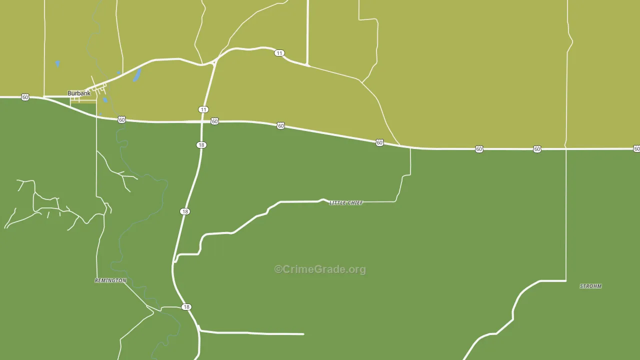 Little Chief, OK Map of Vehicle Theft Rates