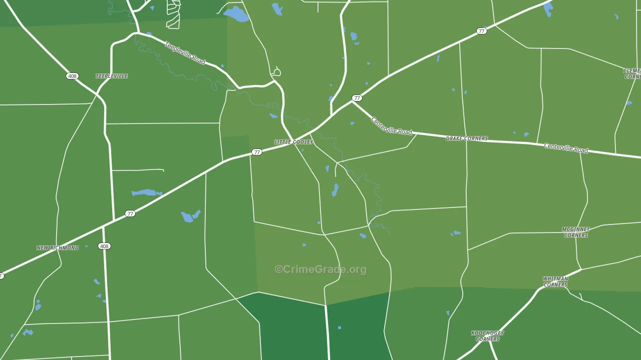 Little Cooley, PA Map of Vehicle Theft Rates
