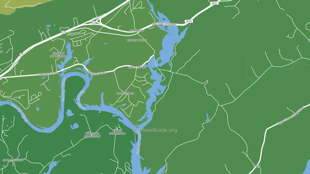 Little Emory, TN Map of Vehicle Theft Rates