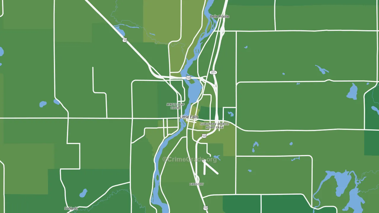 Little Falls, MN Map of Vehicle Theft Rates