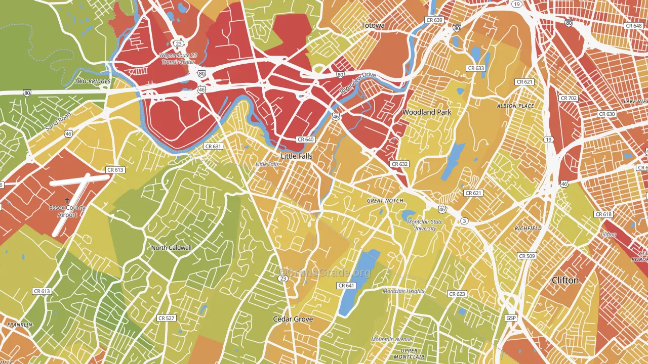 Little Falls, NJ Map of Vehicle Theft Rates