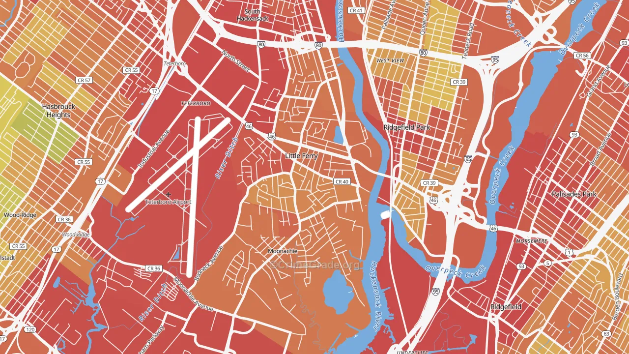 Little Ferry, NJ Map of Vehicle Theft Rates