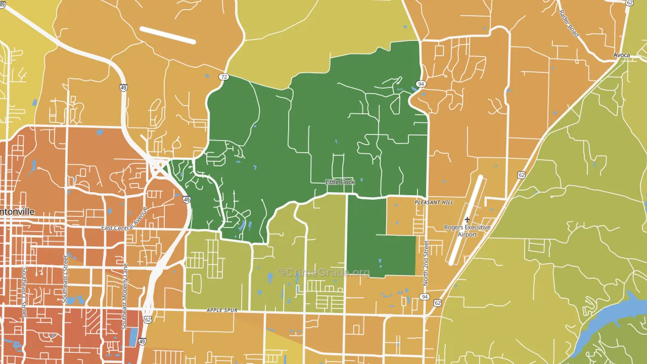 Little Flock, AR Map of Vehicle Theft Rates