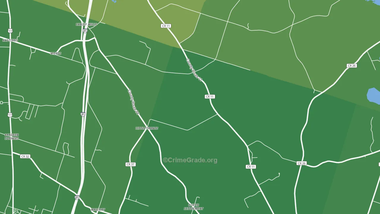 Little France, NY Map of Vehicle Theft Rates