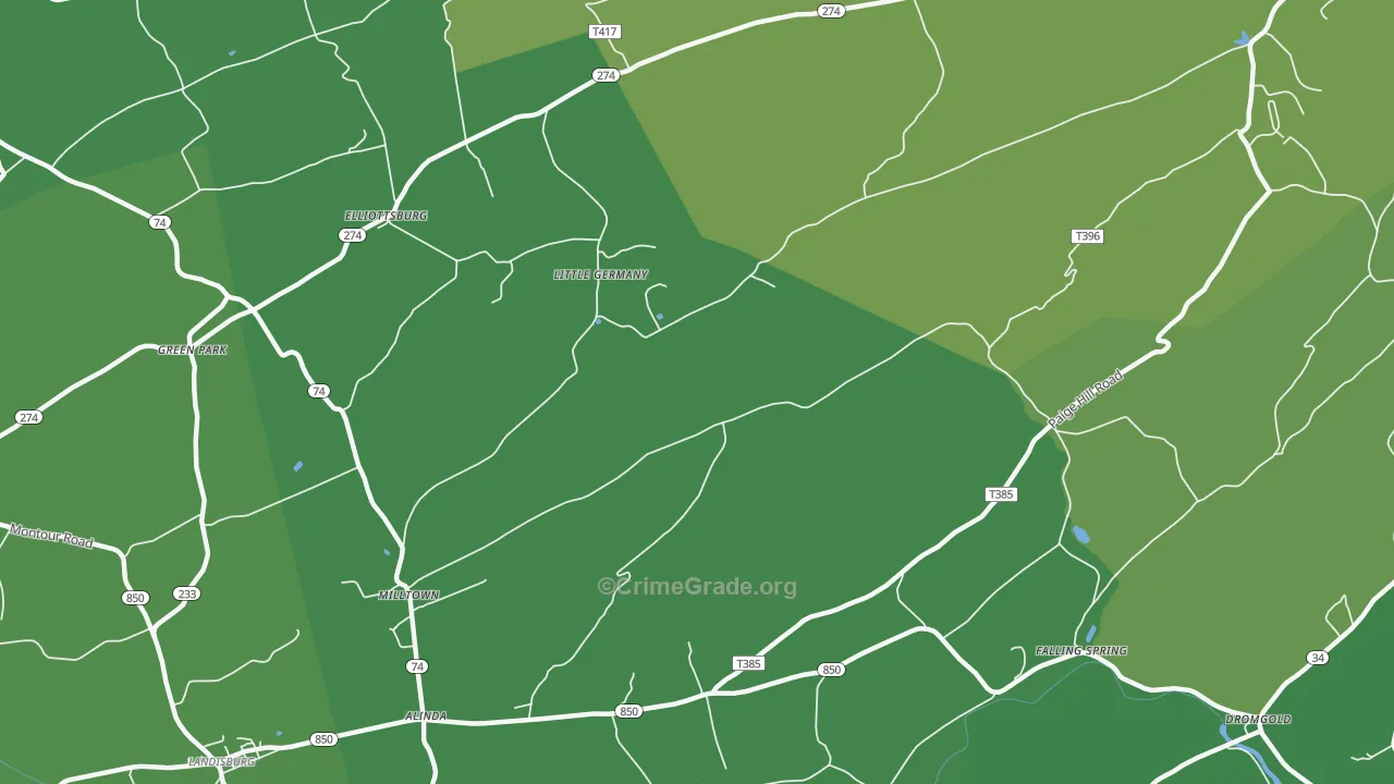 Little Germany, PA Map of Vehicle Theft Rates