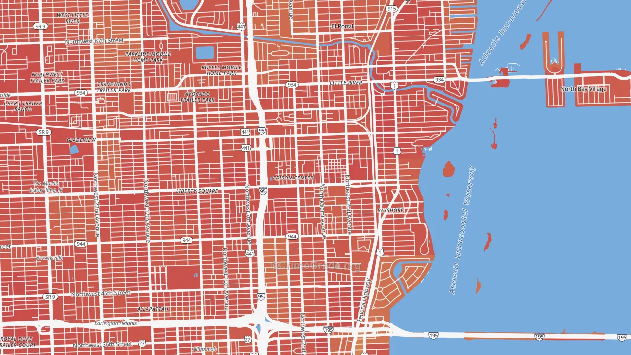 Little Haiti, Miami, FL Map of Vehicle Theft Rates