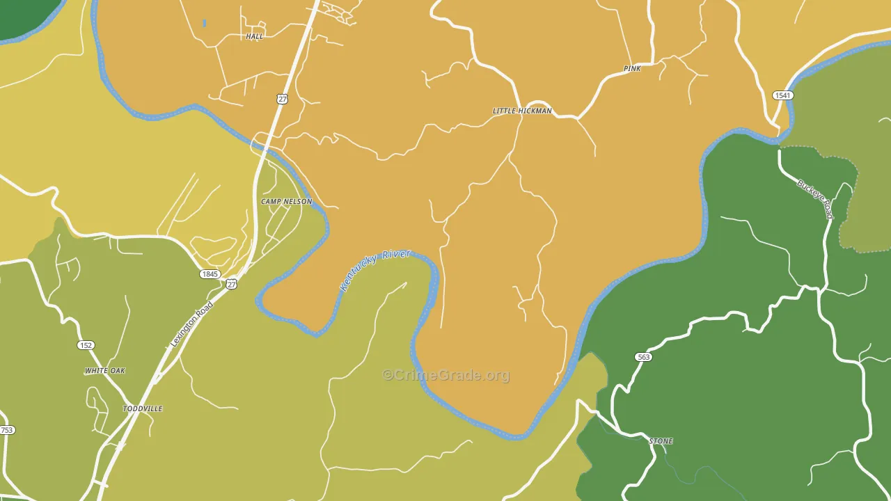 Little Hickman, KY Map of Vehicle Theft Rates