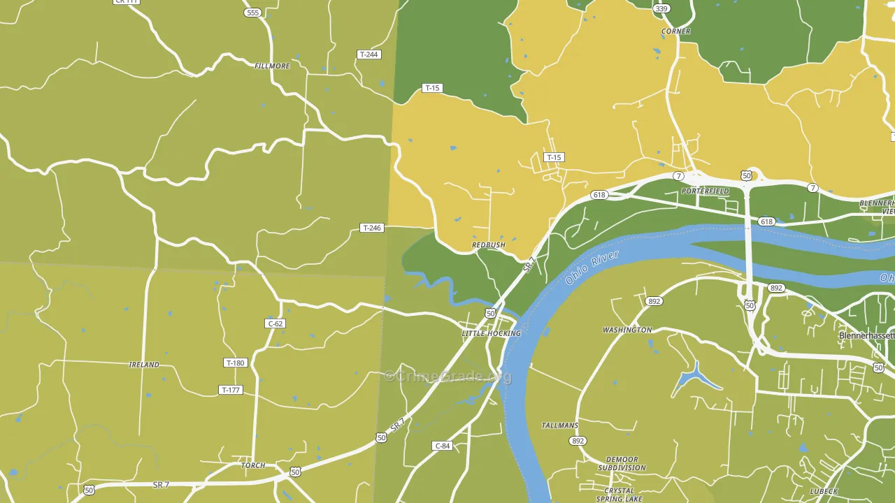 Little Hocking, OH Map of Vehicle Theft Rates