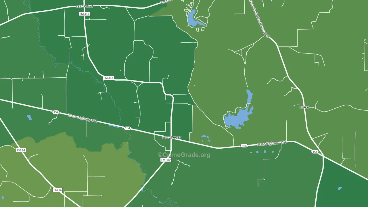 Little Hope, TX Map of Vehicle Theft Rates